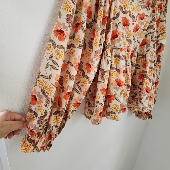 2/$20 SHEIN Curve Plus Floral Print Lantern Sleeve Peplum Hem Blouse Size 1X - Picture 8 of 12